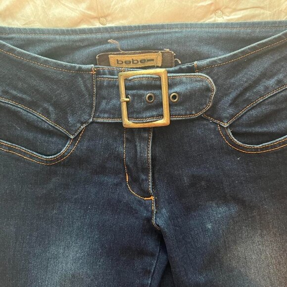 BebeVintage Y2K Low Rise boot cut Indigo jeans with belt buckle closure  EUC - Picture 8 of 8